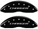 MGP Brake Caliper Covers with Charger Logo; Black; Front and Rear (11-23 Charger R/T, SXT w/ Dual Piston Front Calipers; 15-17 AWD Charger SE w/ Dual Piston Front Calipers; 18-20 Charger Daytona, GT w/ Dual Piston Front Calipers)