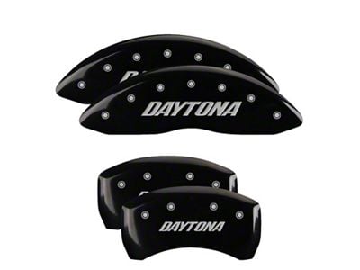 MGP Brake Caliper Covers with Daytona Logo; Black; Front and Rear (06-10 Charger R/T)