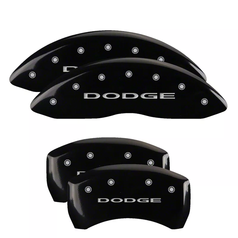 MGP Charger Black Caliper Covers with Dodge Logo; Front and Rear