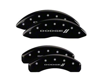 MGP Brake Caliper Covers with Dodge Stripes Logo; Black; Front and Rear (06-14 Charger SRT8; 2016 Charger SRT 392)