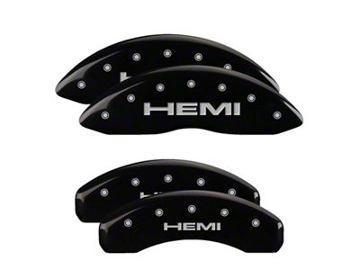 MGP Brake Caliper Covers with HEMI Logo; Black; Front and Rear (06-14 Charger SRT8; 2016 Charger SRT 392)