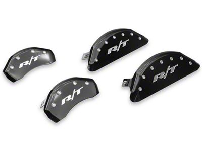 MGP Black Caliper Covers with R/T Logo; Front and Rear (11-23 Charger R/T; 12-23 Charger SXT w/ Dual Piston Front Calipers; 15-17 AWD Charger SE; 18-23 Charger Daytona, GT)