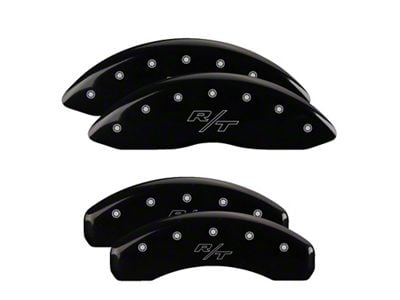 MGP Brake Caliper Covers with Vintage R/T Logo; Black; Front and Rear (06-14 Charger SRT8; 2016 Charger SRT 392)