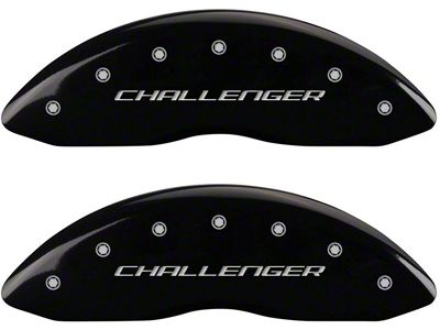 MGP Brake Caliper Covers with Challenger Logo; Black; Front and Rear (06-10 Charger Base, SE, SXT)