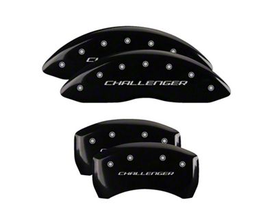 MGP Brake Caliper Covers with Challenger Logo; Black; Front and Rear (11-23 Charger R/T, SXT w/ Dual Piston Front Calipers; 15-17 AWD Charger SE w/ Dual Piston Front Calipers; 18-20 Charger Daytona, GT w/ Dual Piston Front Calipers)