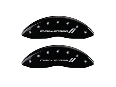 MGP Brake Caliper Covers with Challenger Stripes Logo; Black; Front and Rear (06-10 Charger Daytona R/T, R/T)