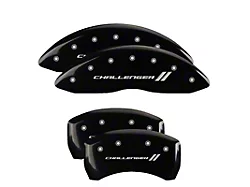 MGP Brake Caliper Covers with Challenger Stripes Logo; Black; Front and Rear (11-23 Charger R/T, SXT w/ Dual Piston Front Calipers; 15-17 AWD Charger SE w/ Dual Piston Front Calipers; 18-20 Charger Daytona, GT w/ Dual Piston Front Calipers)
