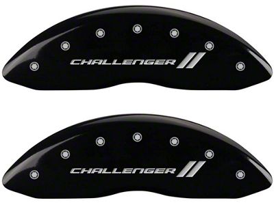 MGP Brake Caliper Covers with Challenger Stripes Logo; Black; Front and Rear (11-18 Charger R/T w/ Single Piston Front Calipers; 11-17 Charger SE w/ Single Piston Front Calipers; 12-23 SXT Charger w/ Single Piston Front Calipers)