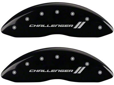MGP Brake Caliper Covers with Challenger Stripes Logo; Black; Front and Rear (11-18 Charger R/T w/ Single Piston Front Calipers; 11-17 Charger SE w/ Single Piston Front Calipers; 12-23 SXT Charger w/ Single Piston Front Calipers)