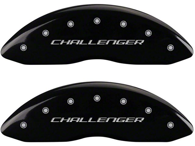 MGP Brake Caliper Covers with Challenger and Vintage R/T Logo; Black; Front and Rear (06-10 Charger Base, SE, SXT)