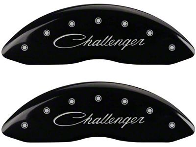 MGP Brake Caliper Covers with Cursive Challenger and R/T Logos; Black; Front and Rear (06-10 Charger Daytona R/T, R/T)