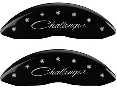 MGP Brake Caliper Covers with Cursive Challenger Logo; Black; Front and Rear (06-10 Charger Base, SE, SXT)
