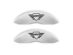 MGP Brake Caliper Covers with MGP Logo; White; Front and Rear (11-23 Charger R/T, SXT w/ Dual Piston Front Calipers; 15-17 AWD Charger SE w/ Dual Piston Front Calipers; 18-20 Charger Daytona, GT w/ Dual Piston Front Calipers)