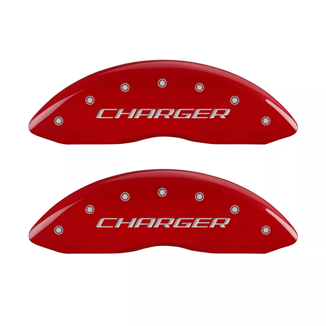 MGP Charger Red Caliper Covers with Charger Logo; Front and Rear