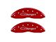 MGP Brake Caliper Covers with Cursive Charger Logo; Red; Front and Rear (06-14 Charger SRT8; 2016 Charger SRT 392)