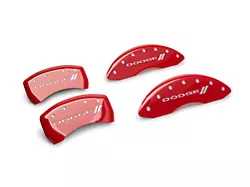 MGP Brake Caliper Covers with Dodge Stripes Logo; Red; Front and Rear (11-18 Charger R/T w/ Single Piston Front Calipers; 11-17 Charger SE w/ Single Piston Front Calipers; 12-23 SXT Charger w/ Single Piston Front Calipers)
