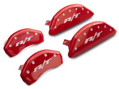 MGP Red Caliper Covers with R/T Logo; Front and Rear (11-23 Charger R/T; 12-23 Charger SXT w/ Dual Piston Front Calipers; 15-17 AWD Charger SE; 18-23 Charger Daytona, GT)