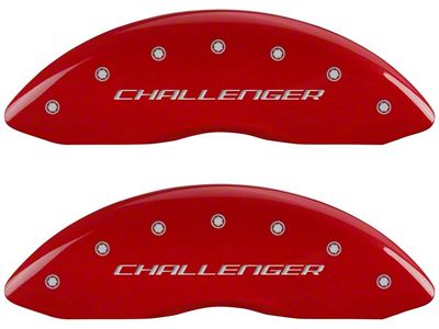 MGP Brake Caliper Covers with Challenger and Vintage R/T Logo; Red; Front and Rear (11-18 Charger R/T w/ Single Piston Front Calipers; 11-17 Charger SE w/ Single Piston Front Calipers; 12-23 SXT Charger w/ Single Piston Front Calipers)