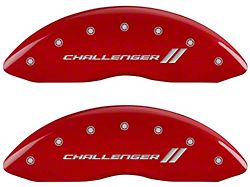 MGP Brake Caliper Covers with Challenger Stripes Logo; Red; Front and Rear (06-10 Charger Daytona R/T, R/T)