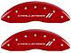 MGP Brake Caliper Covers with Challenger Stripes Logo; Red; Front and Rear (06-10 Charger Base, SE, SXT)