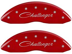 MGP Red Caliper Covers with Cursive Challenger and R/T Logos; Front and Rear (06-10 Charger Daytona R/T, R/T)