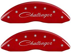 MGP Brake Caliper Covers with Cursive Challenger and R/T Logos; Red; Front and Rear (06-10 Charger Daytona R/T, R/T)