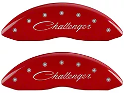 MGP Red Caliper Covers with Cursive Challenger and R/T Logos; Front and Rear (06-10 Charger Daytona R/T, R/T)