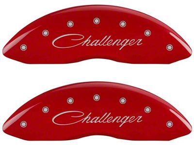 MGP Brake Caliper Covers with Cursive Challenger Logo; Red; Front and Rear (06-10 Charger Daytona R/T, R/T)