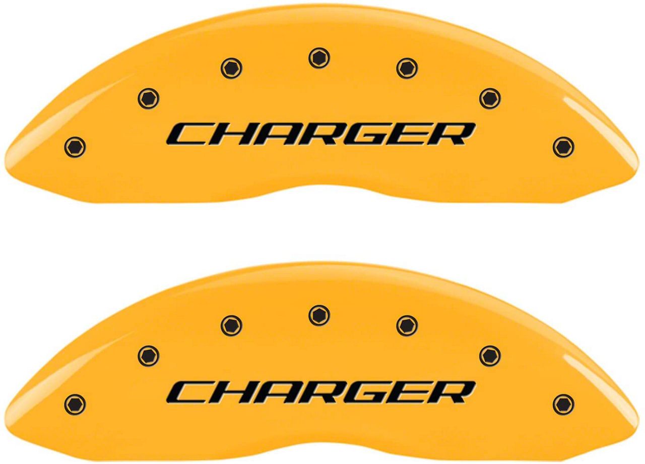 MGP Charger Yellow Caliper Covers with Charger Logo; Front and Rear