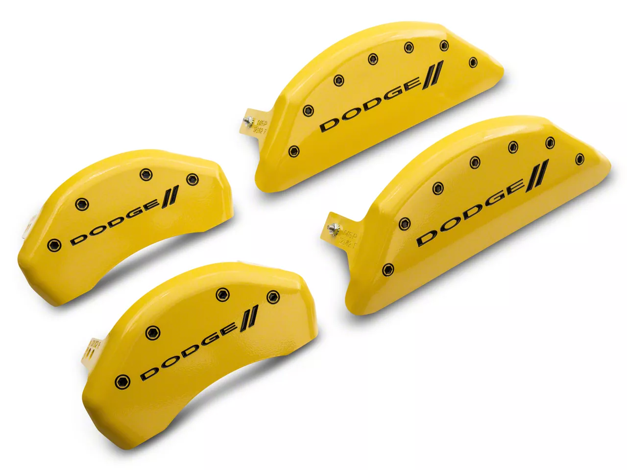 MGP Charger Yellow Caliper Covers with Dodge Stripes Logo; Front and