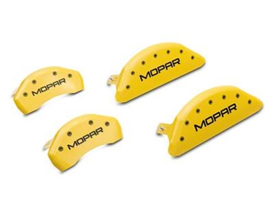MGP Brake Caliper Covers with MOPAR Logo; Yellow; Front and Rear (11-23 Charger R/T; 12-23 Charger SXT w/ Dual Piston Front Calipers; 15-17 AWD Charger SE; 18-23 Charger Daytona, GT)