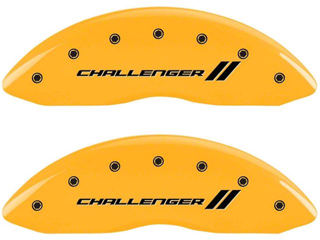 MGP Brake Caliper Covers with Challenger Stripes Logo; Yellow; Front and Rear (06-10 Charger Daytona R/T, R/T)
