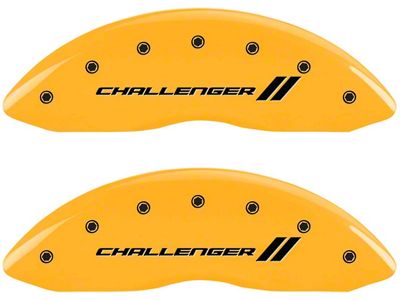 MGP Brake Caliper Covers with Challenger Stripes Logo; Yellow; Front and Rear (06-10 Charger Base, SE, SXT)