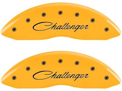 MGP Brake Caliper Covers with Cursive Challenger Logo; Yellow; Front and Rear (06-10 Charger Daytona R/T, R/T)