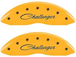 MGP Brake Caliper Covers with Cursive Challenger Logo; Yellow; Front and Rear (11-18 Charger R/T w/ Single Piston Front Calipers; 11-17 Charger SE w/ Single Piston Front Calipers; 12-23 SXT Charger w/ Single Piston Front Calipers)
