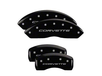 MGP Brake Caliper Covers with Corvette Logo; Black; Front and Rear (97-04 Corvette C5)