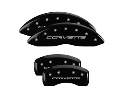 MGP Brake Caliper Covers with Corvette Logo; Black; Front and Rear (05-13 Corvette C6 Base)