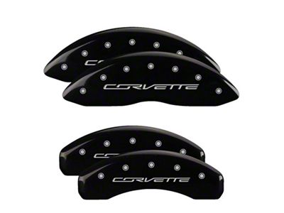 MGP Brake Caliper Covers with Corvette Logo; Black; Front and Rear (14-19 Corvette C7 Stingray w/ Standard JL9 Brake Package)