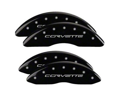 MGP Brake Caliper Covers with Corvette Logo; Black; Front and Rear (06-13 Corvette C6 427, Grand Sport, Z06 w/o Z07 Brake Package)