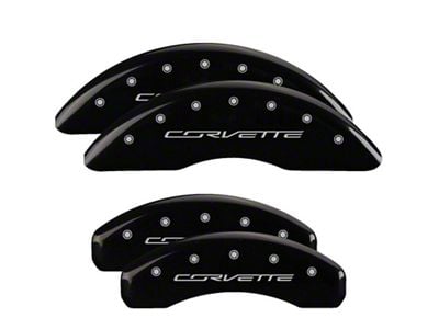 MGP Brake Caliper Covers with Corvette Logo; Black; Front and Rear (14-19 Corvette C7 Stingray w/ J55 Brake Package)