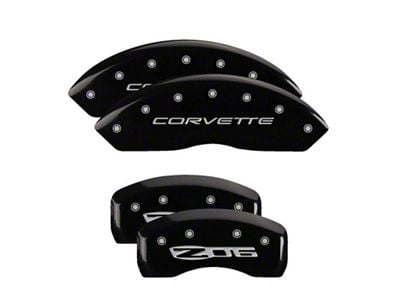 MGP Brake Caliper Covers with Corvette Z06 Logo; Black; Front and Rear (97-04 Corvette C5)
