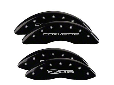 MGP Brake Caliper Covers with Corvette Z06 Logo; Black; Front and Rear (06-13 Corvette C6 427, Grand Sport, Z06 w/o Z07 Brake Package)