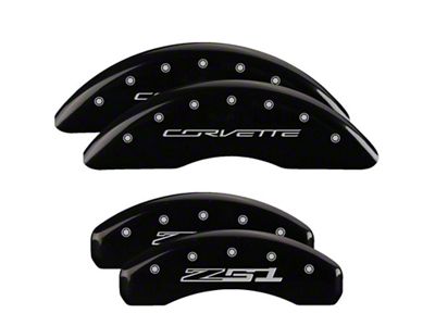 MGP Brake Caliper Covers with Corvette Z51 Logo; Black; Front and Rear (14-19 Corvette C7 Stingray w/ J55 Brake Package)