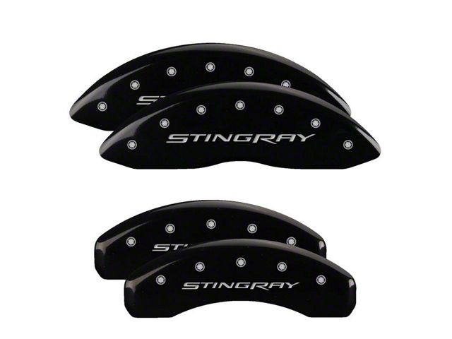 MGP Brake Caliper Covers with Stingray Logo; Black; Front and Rear (14-19 Corvette C7 Stingray w/ Standard JL9 Brake Package)