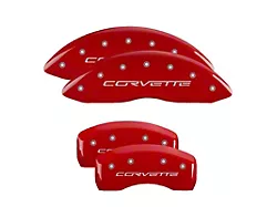 MGP Brake Caliper Covers with Corvette Logo; Red; Front and Rear (05-13 Corvette C6 Base)