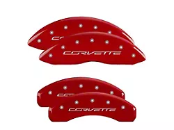 MGP Brake Caliper Covers with Corvette Logo; Red; Front and Rear (14-19 Corvette C7 Stingray w/ Standard JL9 Brake Package)