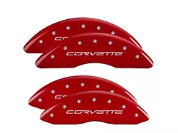 MGP Brake Caliper Covers with Corvette Logo; Red; Front and Rear (06-13 Corvette C6 427, Grand Sport, Z06 w/o Z07 Brake Package)