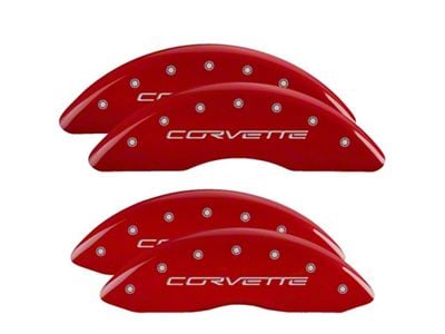 MGP Brake Caliper Covers with Corvette Logo; Red; Front and Rear (06-13 Corvette C6 427, Grand Sport, Z06 w/o Z07 Brake Package)
