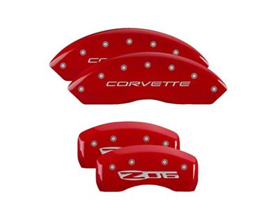 MGP Brake Caliper Covers with Corvette Z06 Logo; Red; Front and Rear (97-04 Corvette C5)