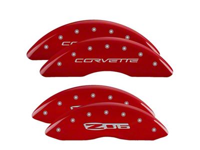 MGP Brake Caliper Covers with Corvette Z06 Logo; Red; Front and Rear (06-13 Corvette C6 427, Grand Sport, Z06 w/o Z07 Brake Package)